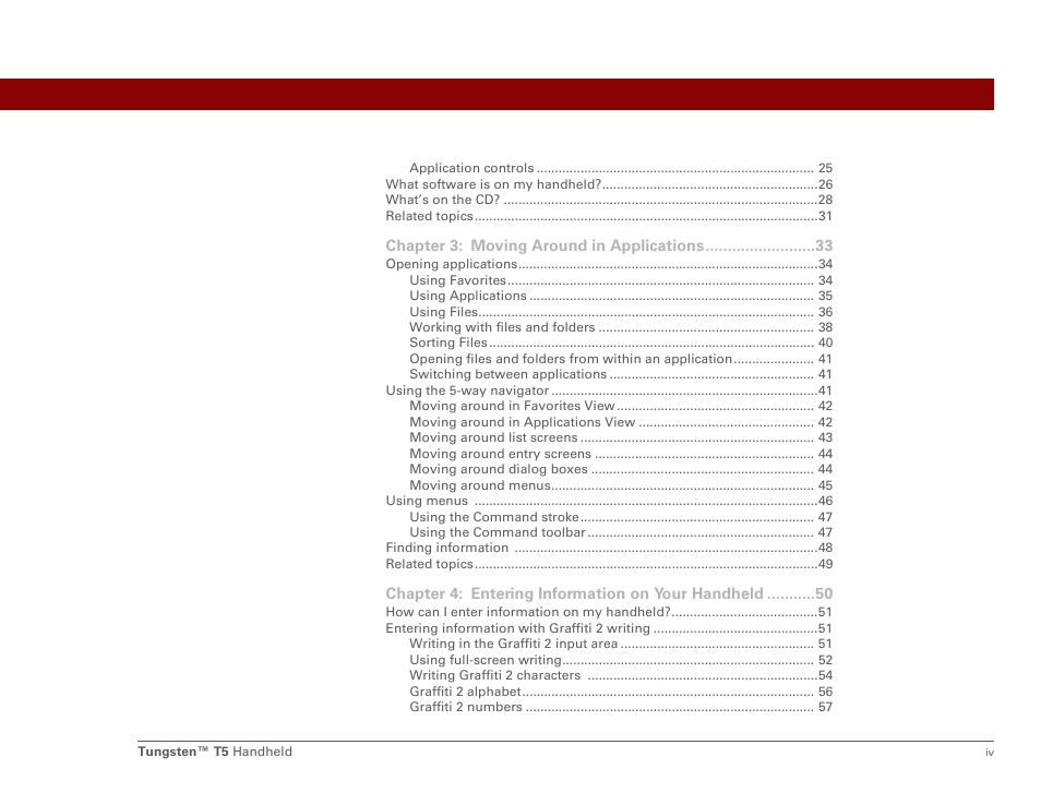 Palm Tungsten T5 User Manual | Page 4 / 675
