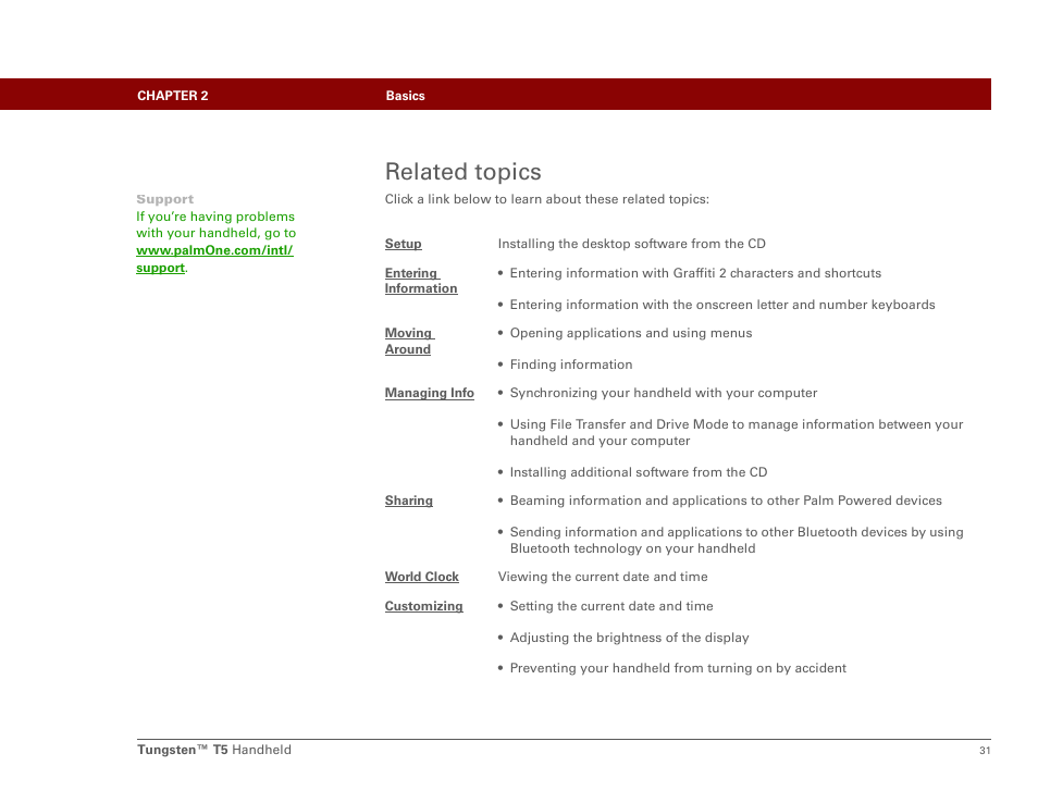 Related topics | Palm Tungsten T5 User Manual | Page 53 / 675