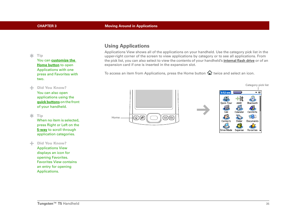 Using applications, Applications | Palm Tungsten T5 User Manual | Page 57 / 675