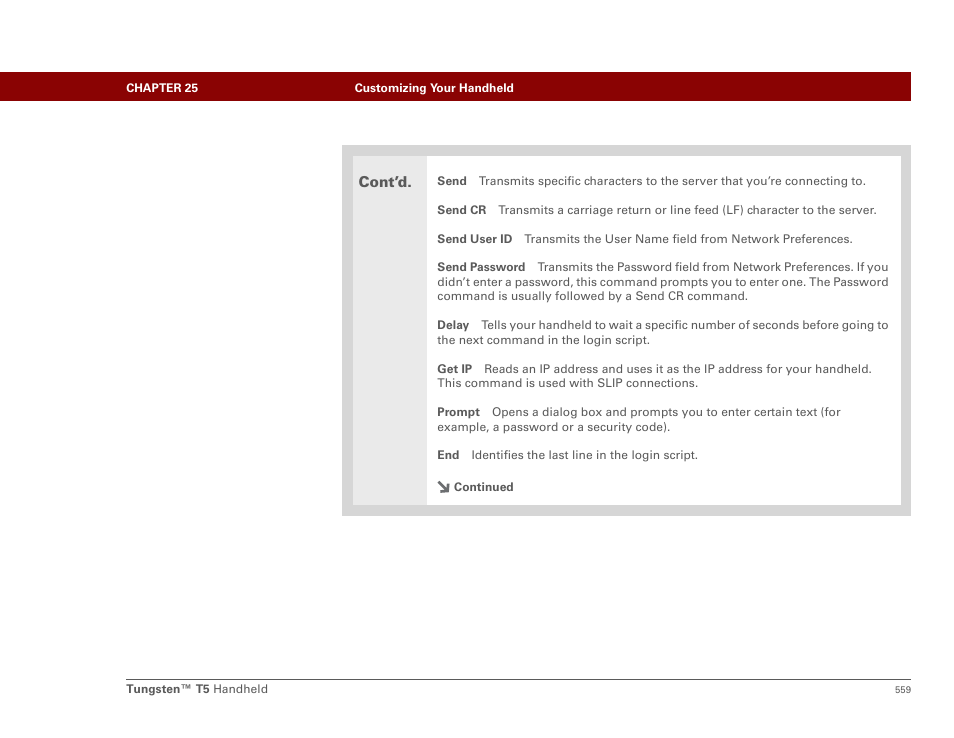 Cont’d | Palm Tungsten T5 User Manual | Page 581 / 675