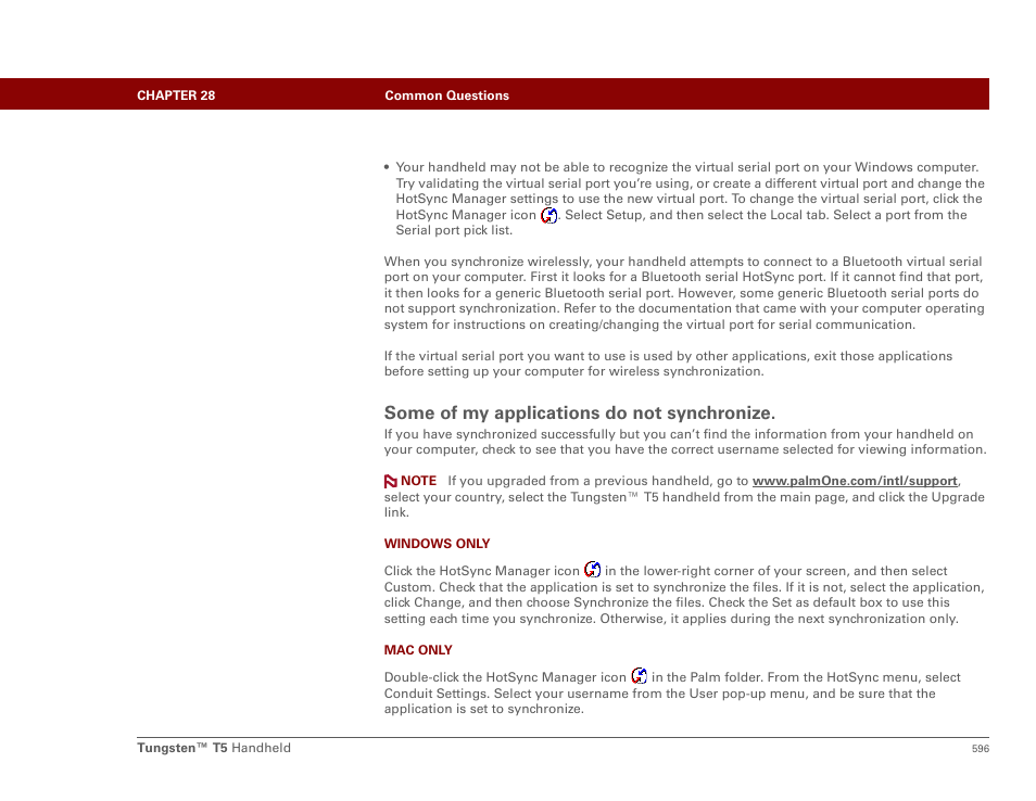 Some of my applications do not synchronize | Palm Tungsten T5 User Manual | Page 618 / 675