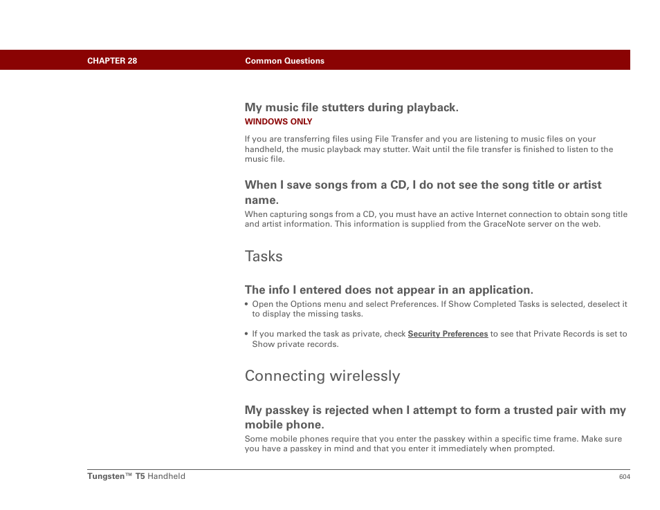 Tasks, Connecting wirelessly, Tasks connecting wirelessly | Palm Tungsten T5 User Manual | Page 626 / 675