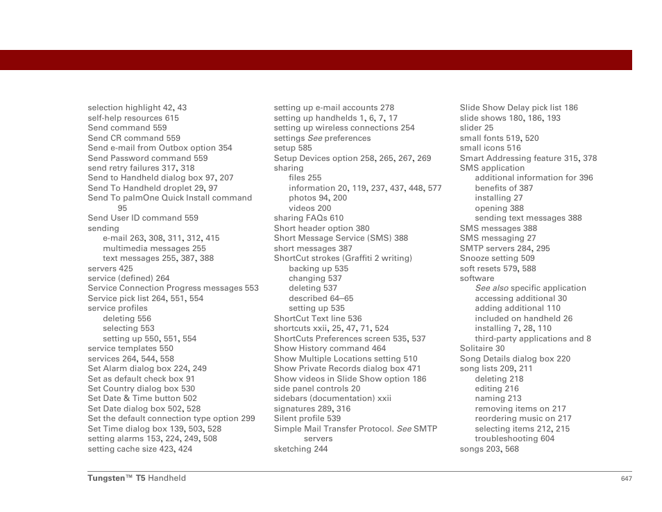 Palm Tungsten T5 User Manual | Page 669 / 675