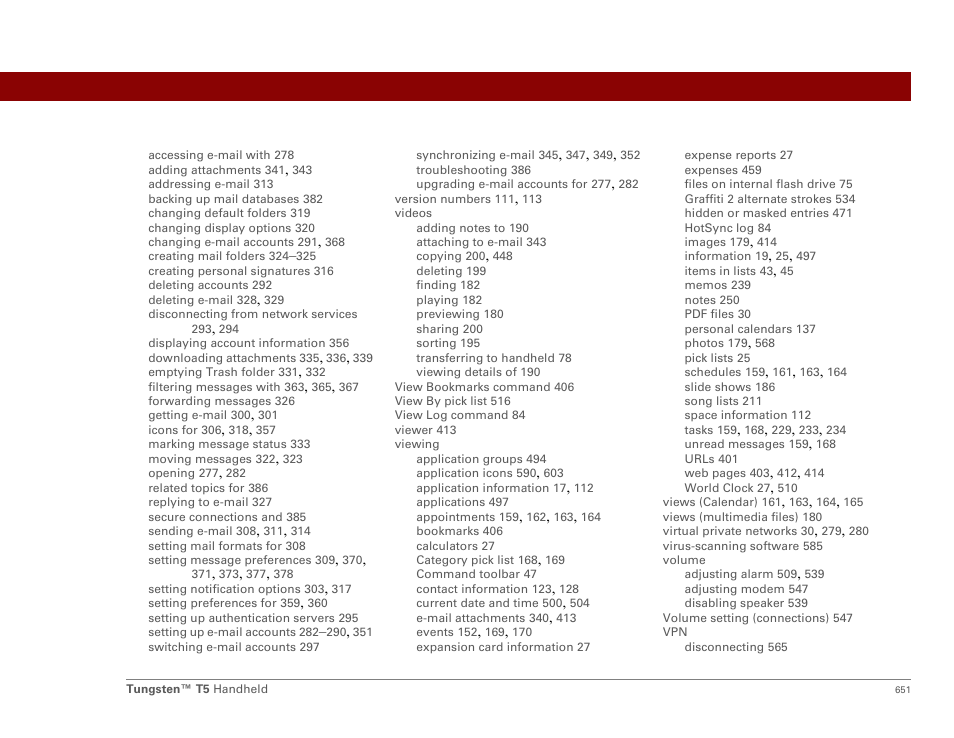 Palm Tungsten T5 User Manual | Page 673 / 675