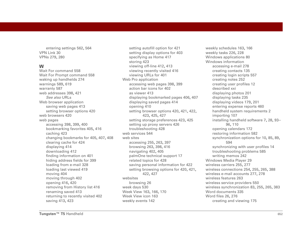 Palm Tungsten T5 User Manual | Page 674 / 675