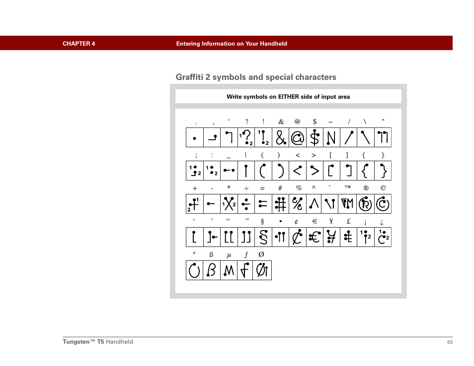 Graffiti 2 symbols and special characters | Palm Tungsten T5 User Manual | Page 85 / 675