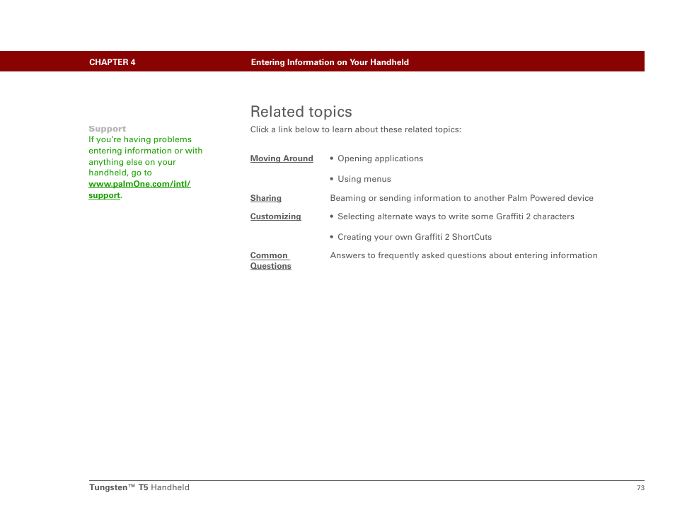 Related topics | Palm Tungsten T5 User Manual | Page 95 / 675