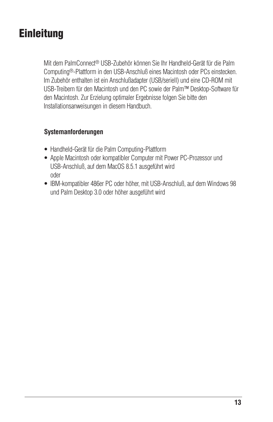 Einleitung | Palm CONNECT User Manual | Page 13 / 52