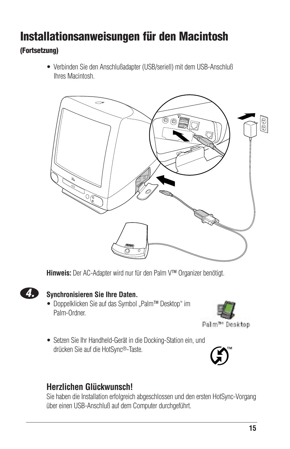 Installationsanweisungen für den macintosh | Palm CONNECT User Manual | Page 15 / 52