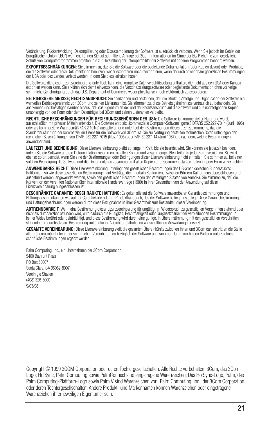 Palm CONNECT User Manual | Page 21 / 52