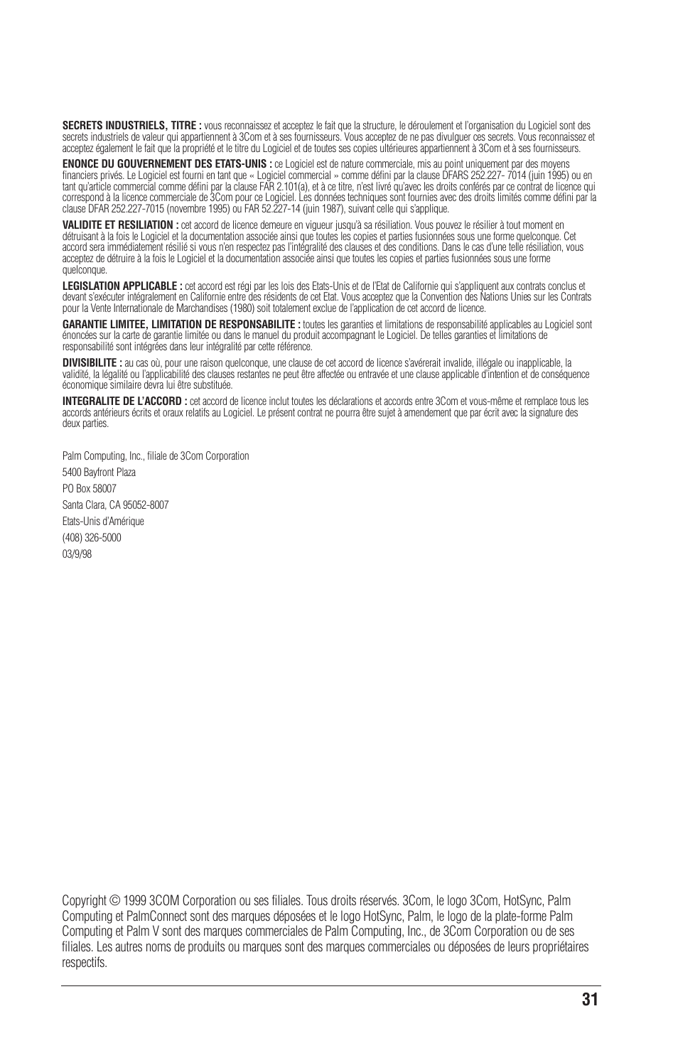 Palm CONNECT User Manual | Page 31 / 52
