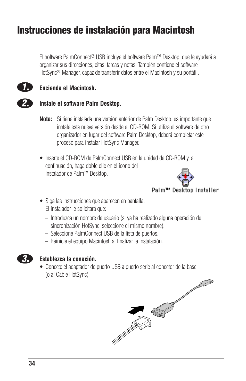 Instrucciones de instalación para macintosh | Palm CONNECT User Manual | Page 34 / 52