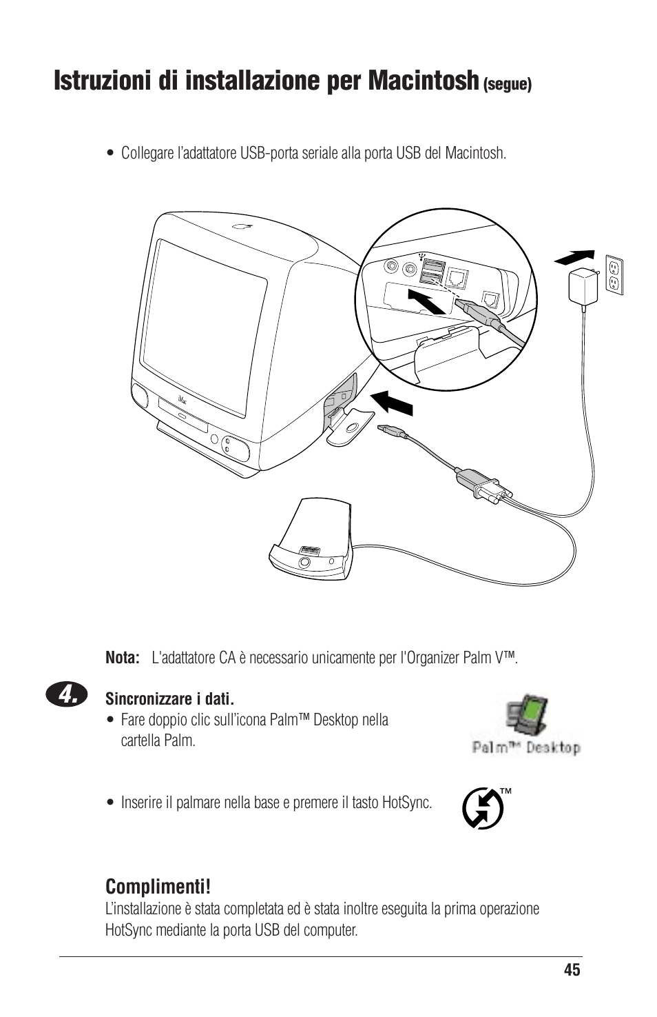 Istruzioni di installazione per macintosh | Palm CONNECT User Manual | Page 45 / 52