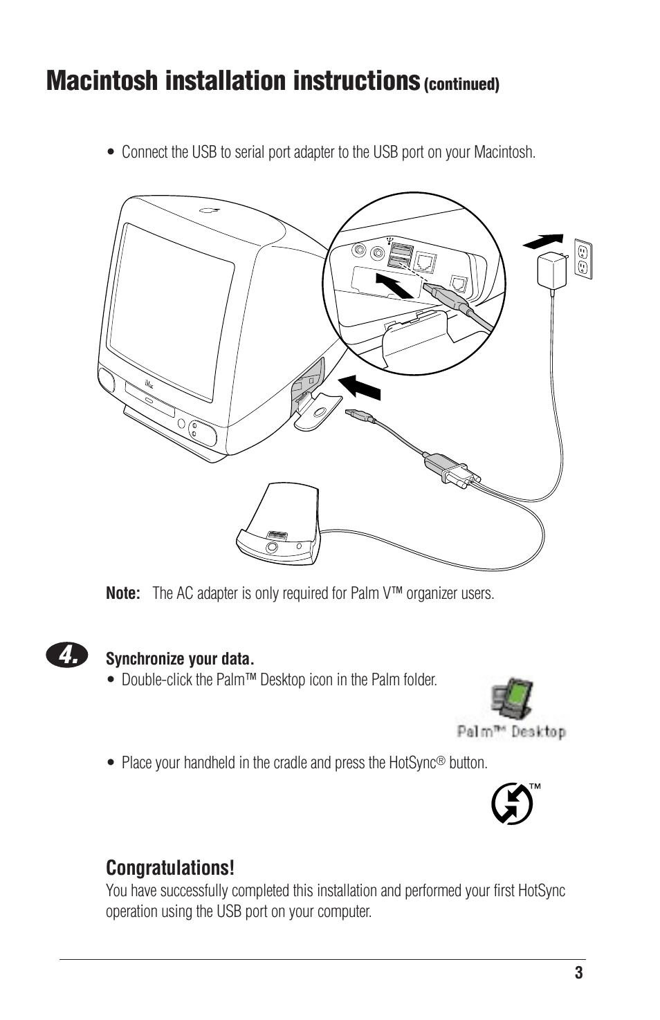 Macintosh installation instructions | Palm CONNECT User Manual | Page 5 / 52