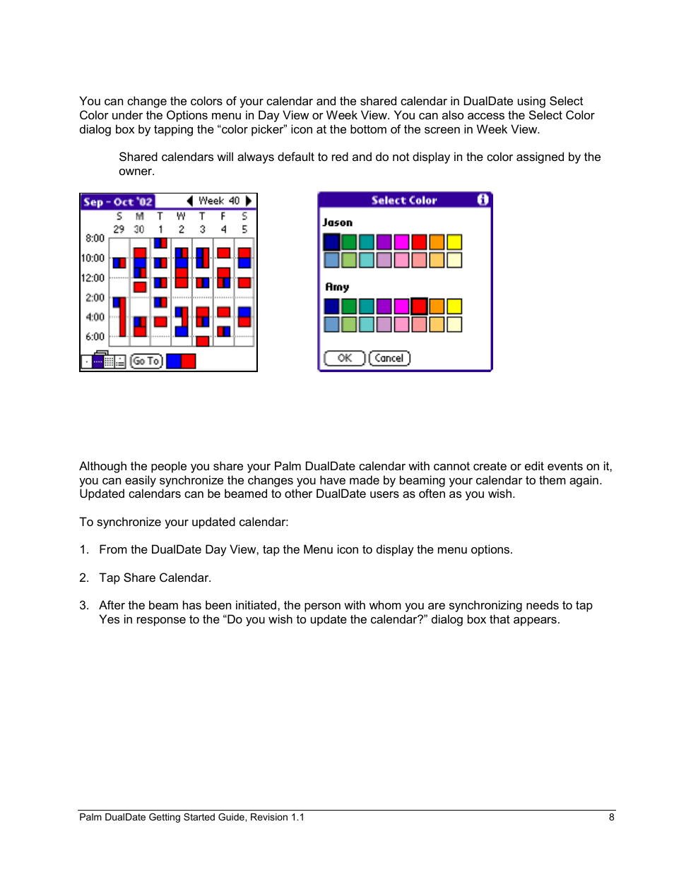 Synchronizing shared calendars | Palm Handheld Users User Manual | Page 10 / 11