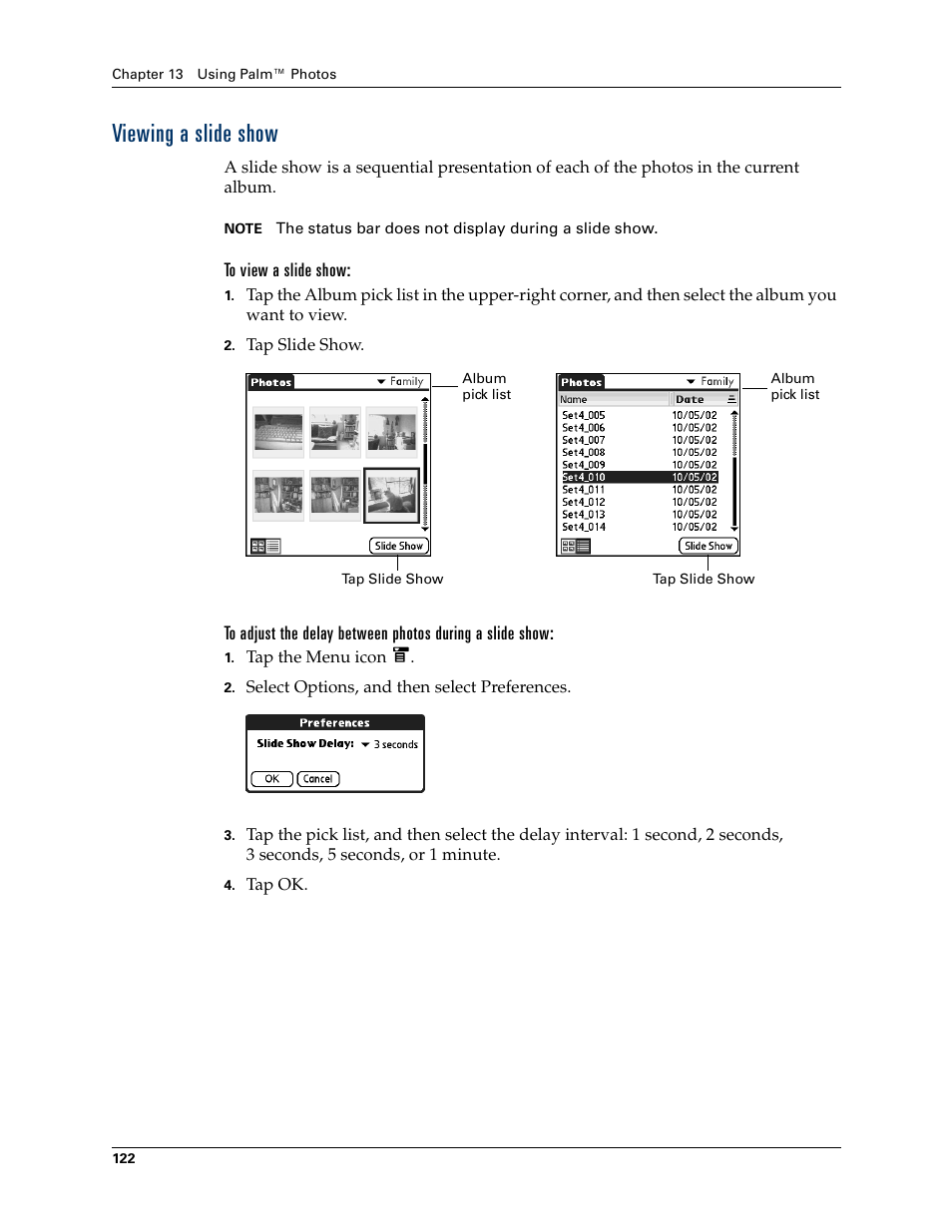 Viewing a slide show, To view a slide show, Rotating photos | Palm T3 User Manual | Page 136 / 408