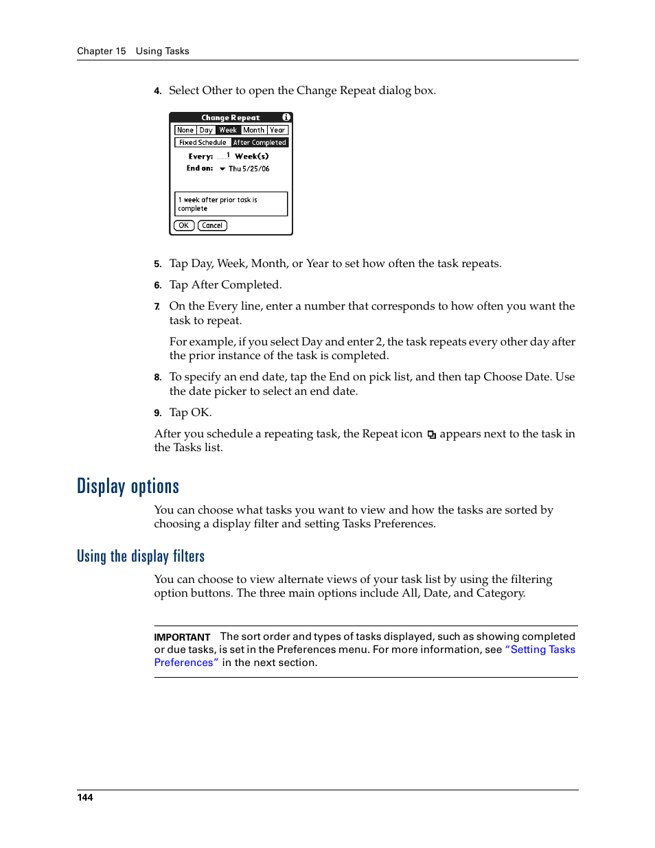 Display options, Using the display filters | Palm T3 User Manual | Page 158 / 408