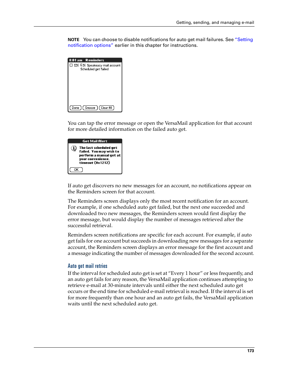 Auto get mail retries | Palm T3 User Manual | Page 187 / 408