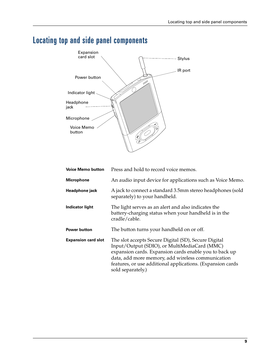 Locating top and side panel components | Palm T3 User Manual | Page 23 / 408