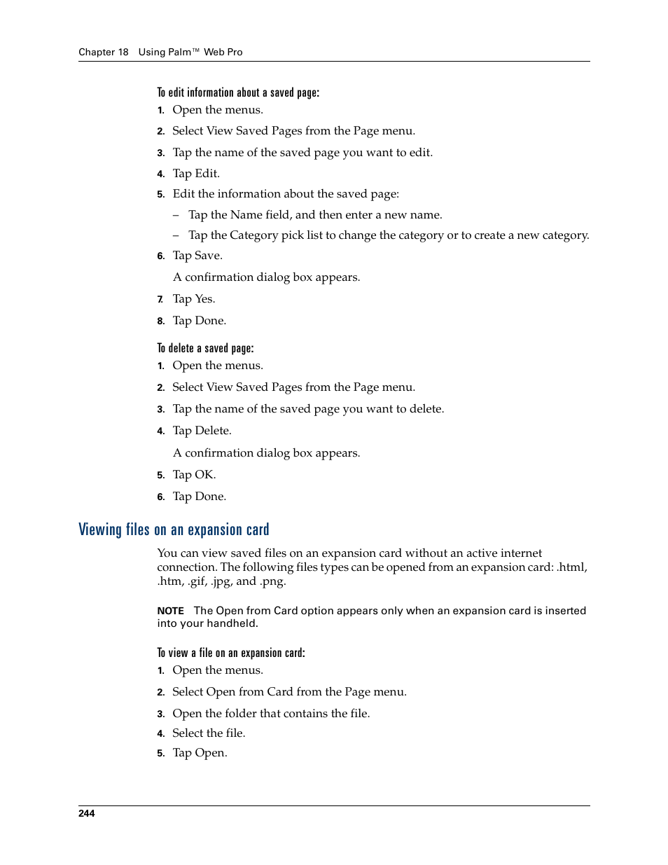 Viewing files on an expansion card, To view a file on an expansion card | Palm T3 User Manual | Page 258 / 408