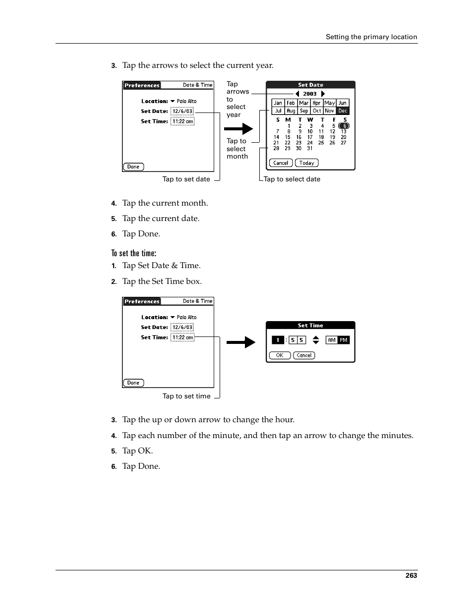 To set the time | Palm T3 User Manual | Page 277 / 408