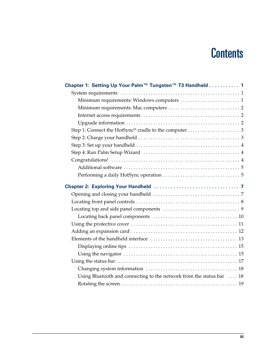 Palm T3 User Manual | Page 3 / 408