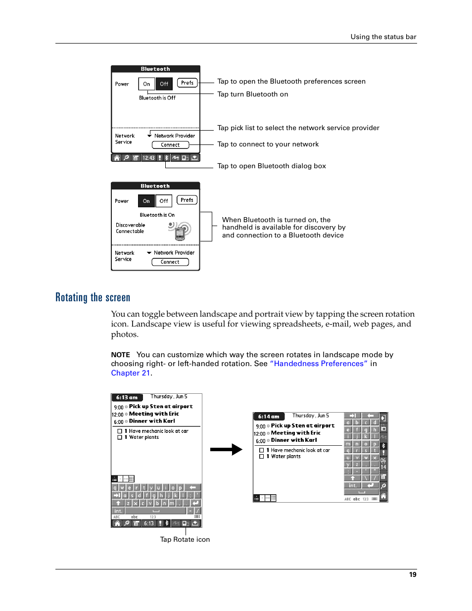 Rotating the screen | Palm T3 User Manual | Page 33 / 408