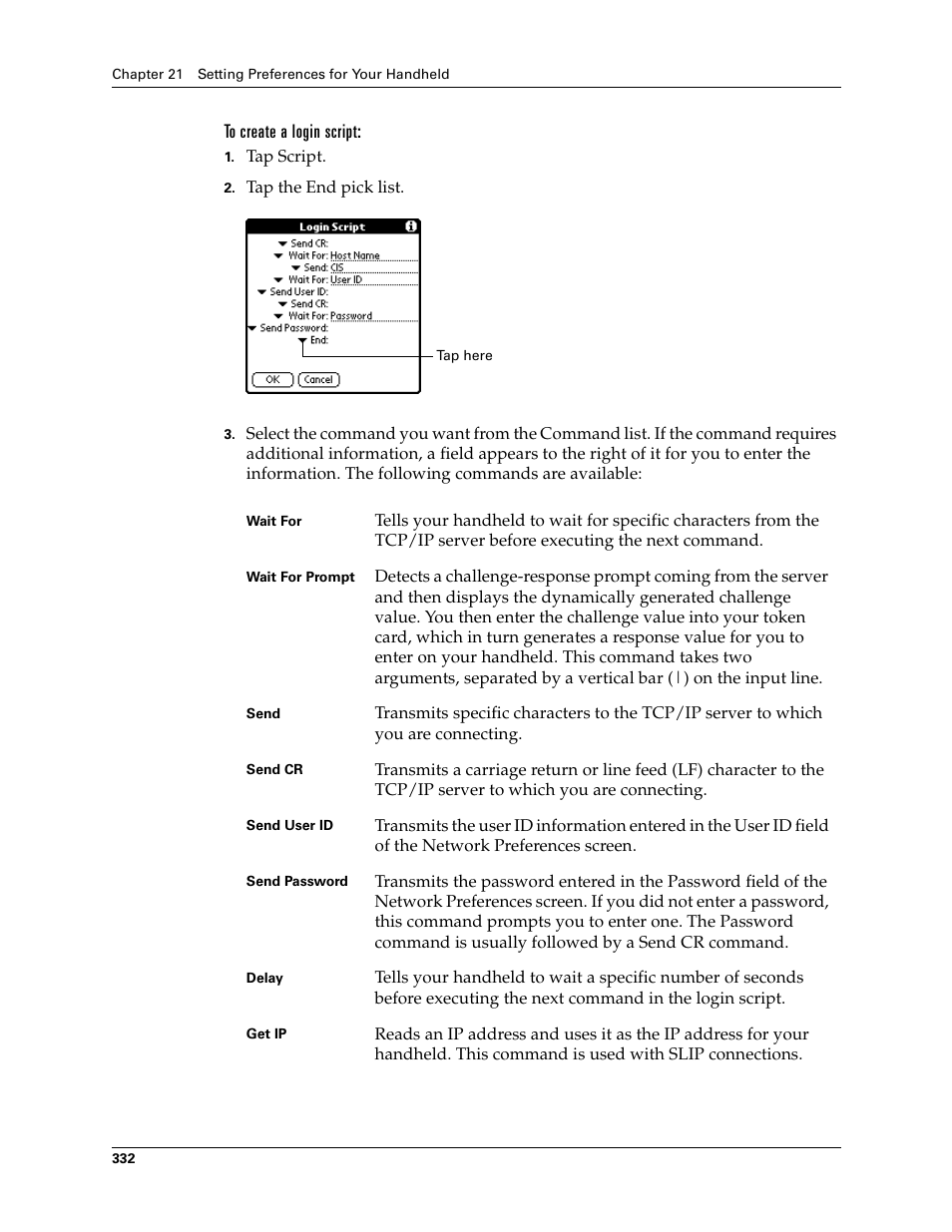 To create a login script | Palm T3 User Manual | Page 346 / 408