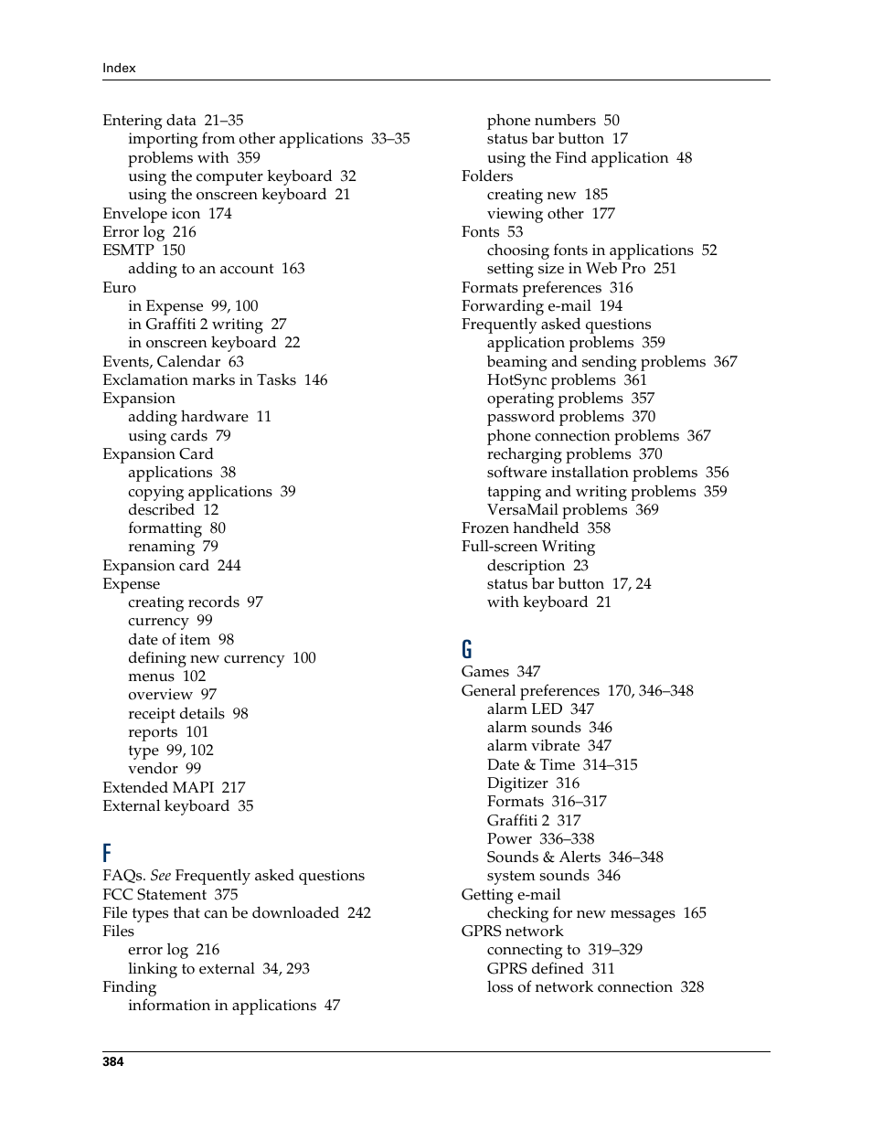 Palm T3 User Manual | Page 398 / 408