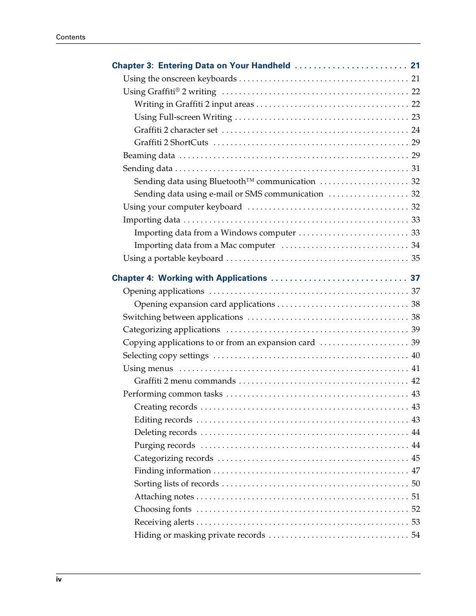 Palm T3 User Manual | Page 4 / 408