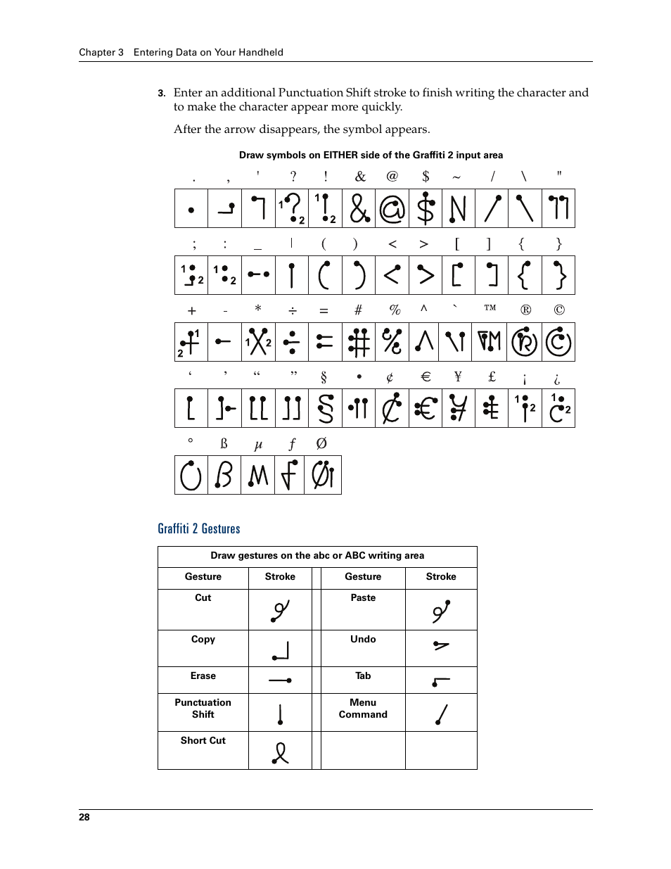 Graffiti 2 gestures | Palm T3 User Manual | Page 42 / 408