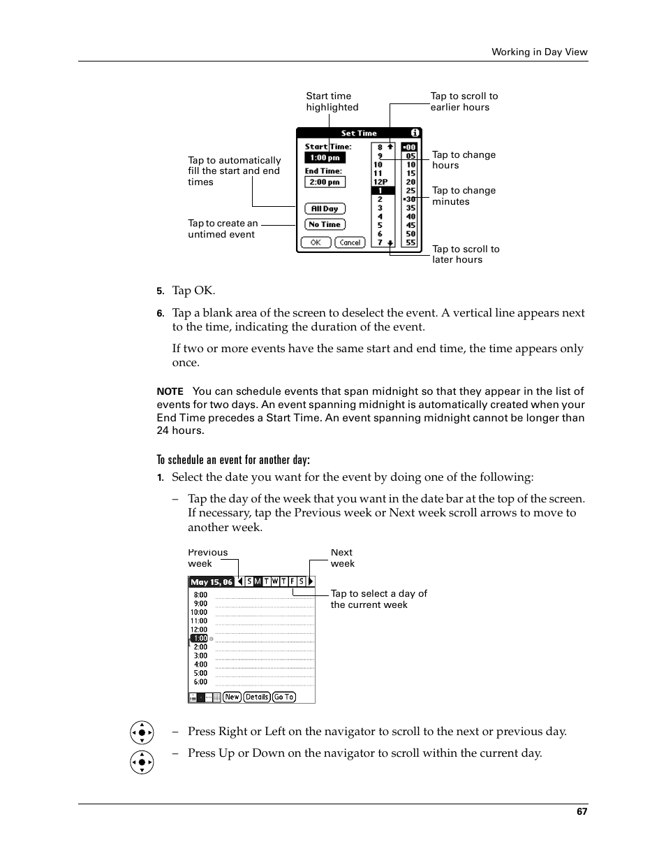 To schedule an event for another day | Palm T3 User Manual | Page 81 / 408