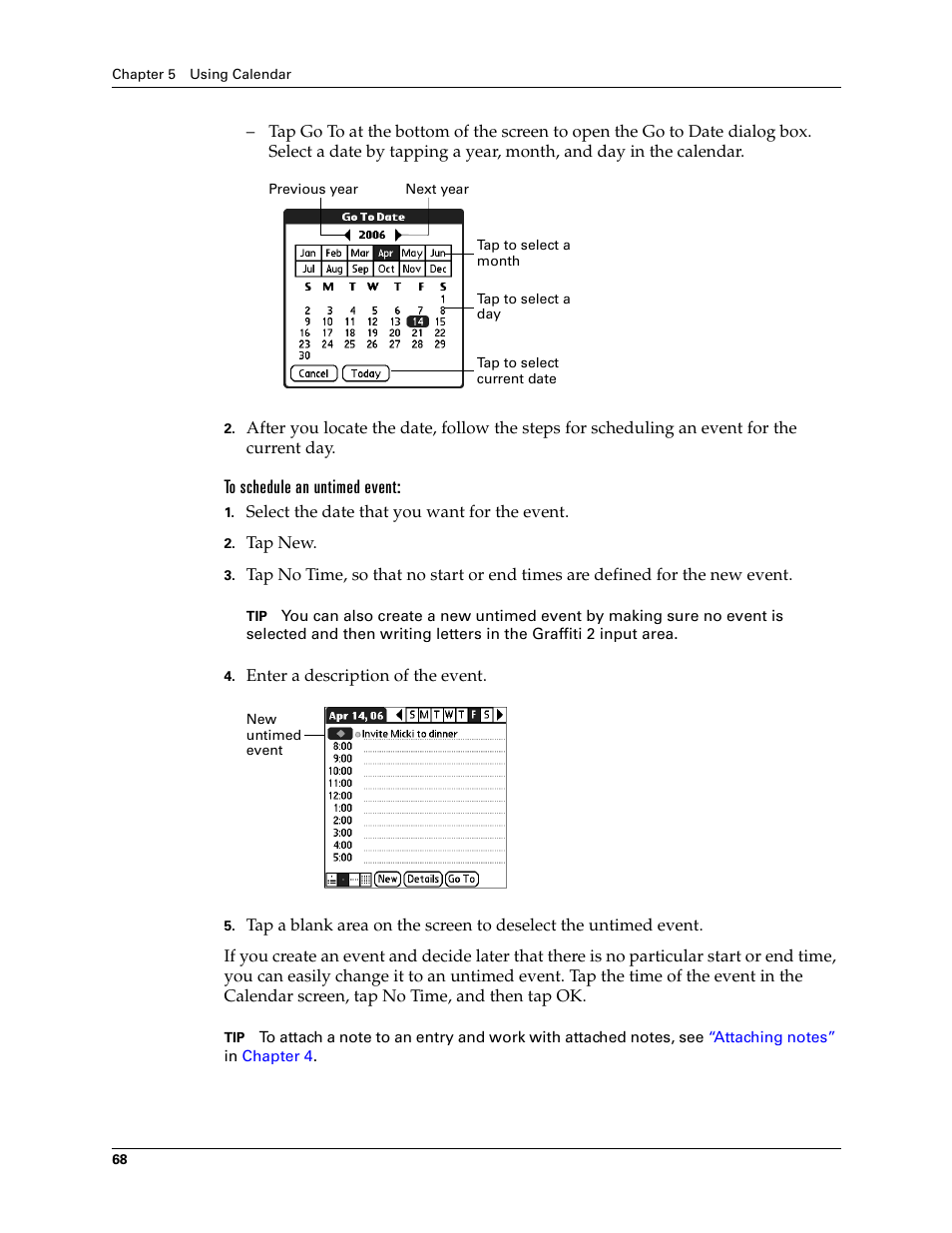 To schedule an untimed event | Palm T3 User Manual | Page 82 / 408