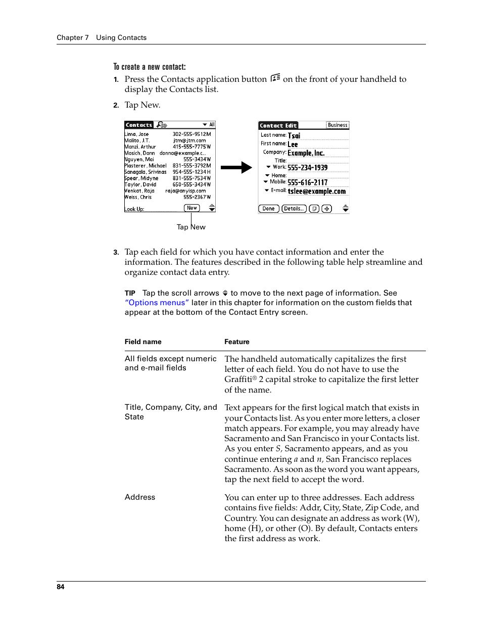 To create a new contact | Palm T3 User Manual | Page 98 / 408