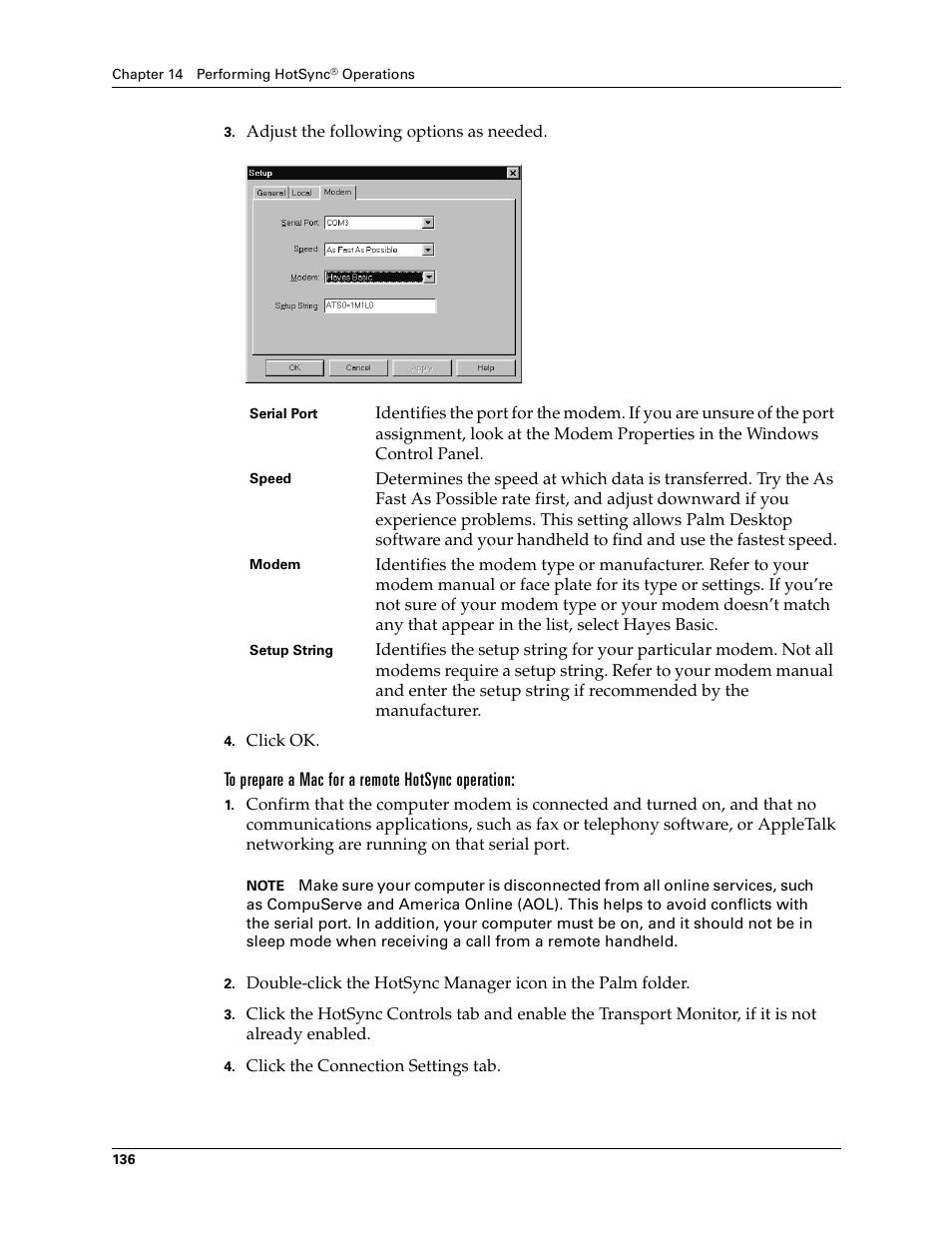 To prepare a mac for a remote hotsync operation | Palm TM ZIRETM HANDHELD User Manual | Page 146 / 208