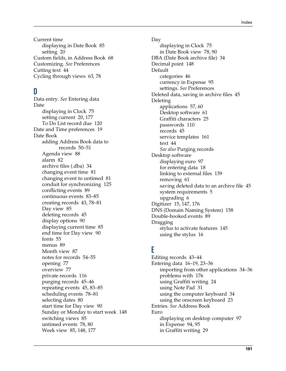 Palm TM ZIRETM HANDHELD User Manual | Page 201 / 208