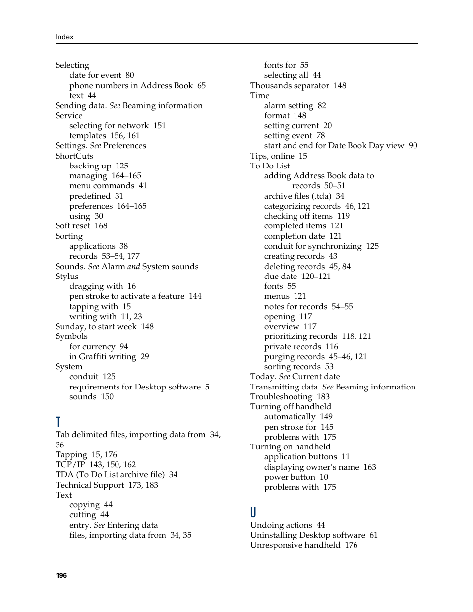 Palm TM ZIRETM HANDHELD User Manual | Page 206 / 208