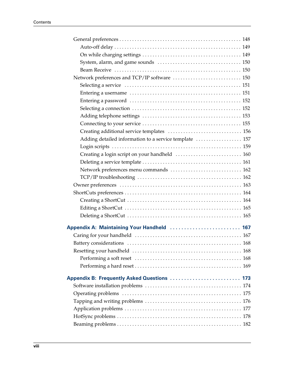 Palm TM ZIRETM HANDHELD User Manual | Page 8 / 208