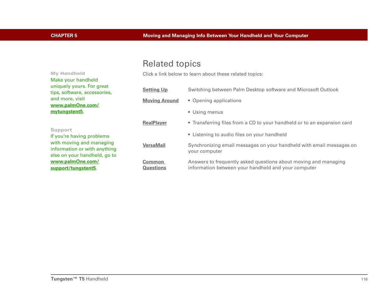 Related topics | Palm T5 User Manual | Page 138 / 675