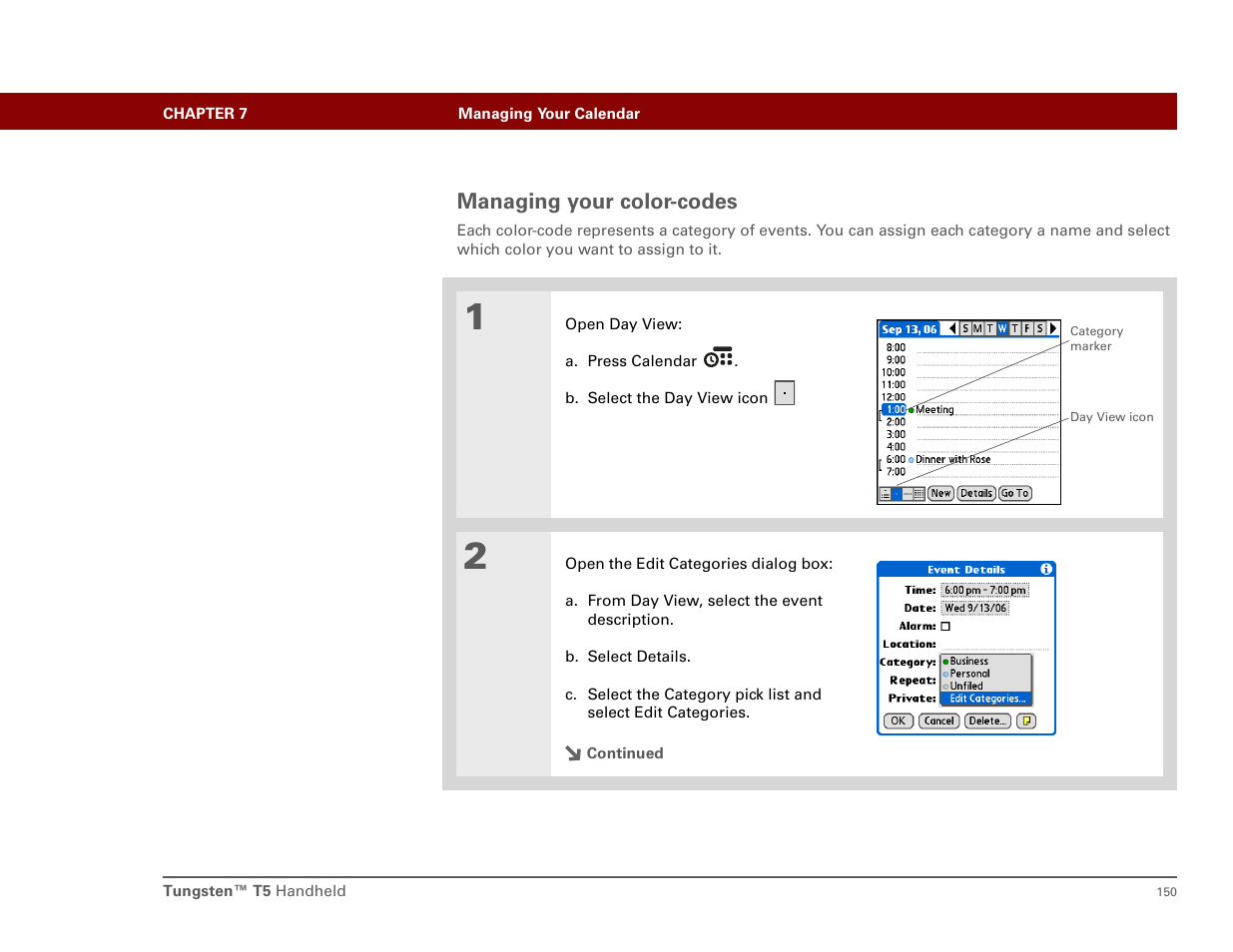 Managing your color-codes | Palm T5 User Manual | Page 172 / 675