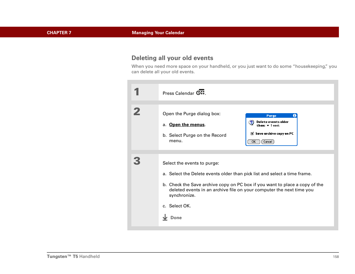 Deleting all your old events | Palm T5 User Manual | Page 180 / 675