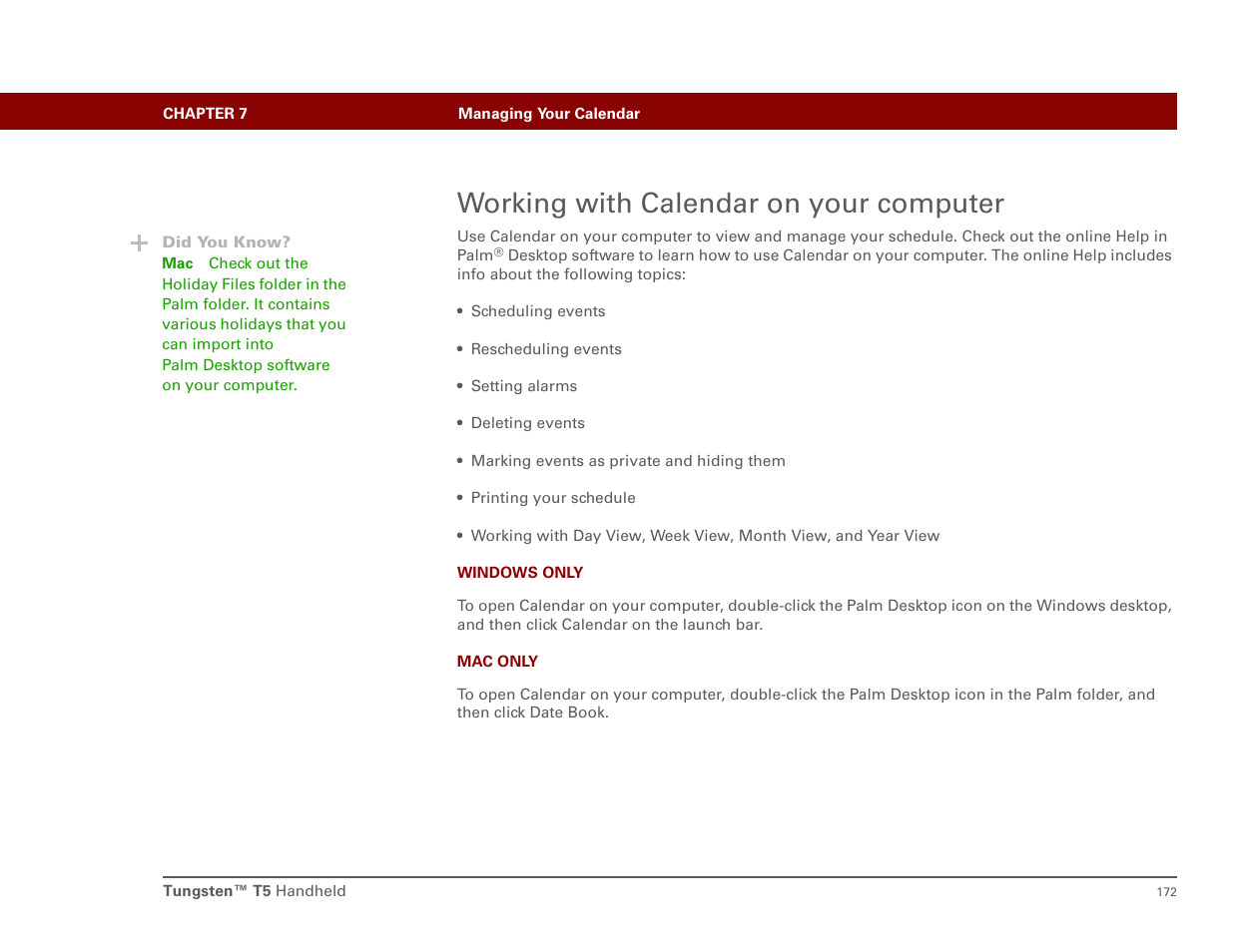 Working with calendar on your computer | Palm T5 User Manual | Page 194 / 675
