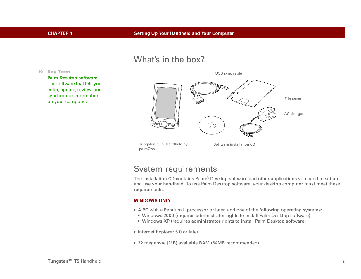 What’s in the box, System requirements, What’s in the box? system requirements | Palm T5 User Manual | Page 24 / 675