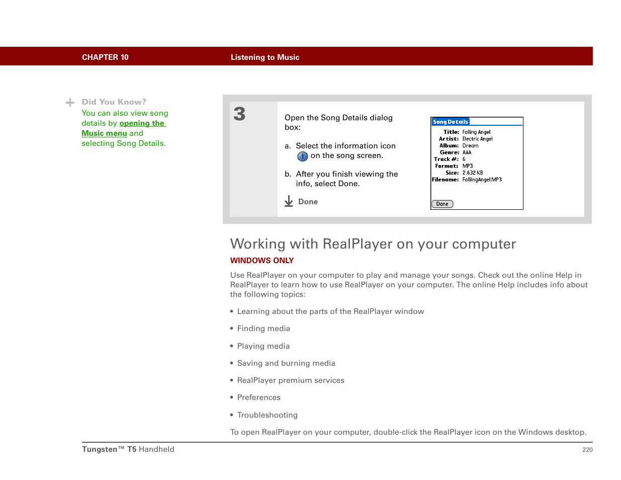 Working with realplayer on your computer | Palm T5 User Manual | Page 242 / 675