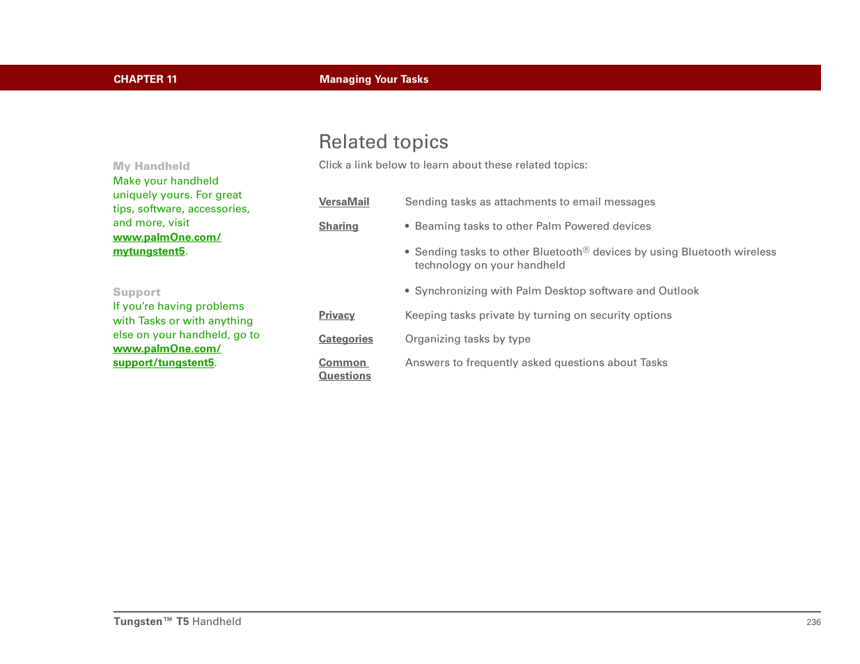 Related topics | Palm T5 User Manual | Page 258 / 675