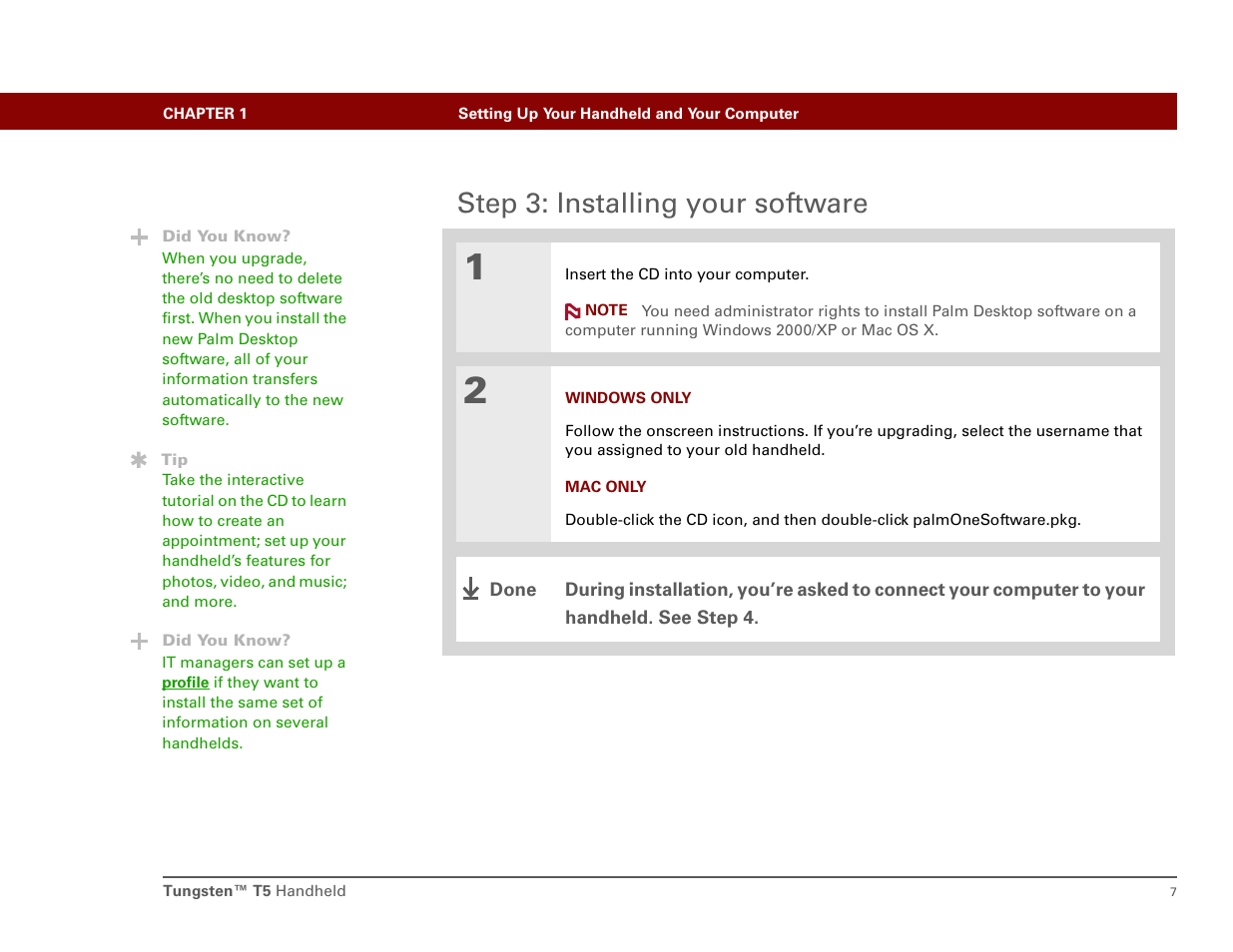 Step 3: installing your software | Palm T5 User Manual | Page 29 / 675