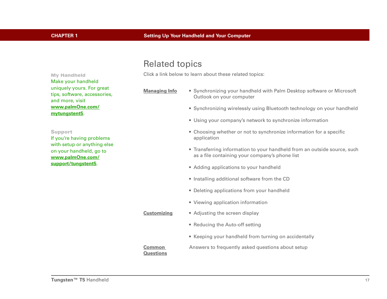 Related topics | Palm T5 User Manual | Page 39 / 675