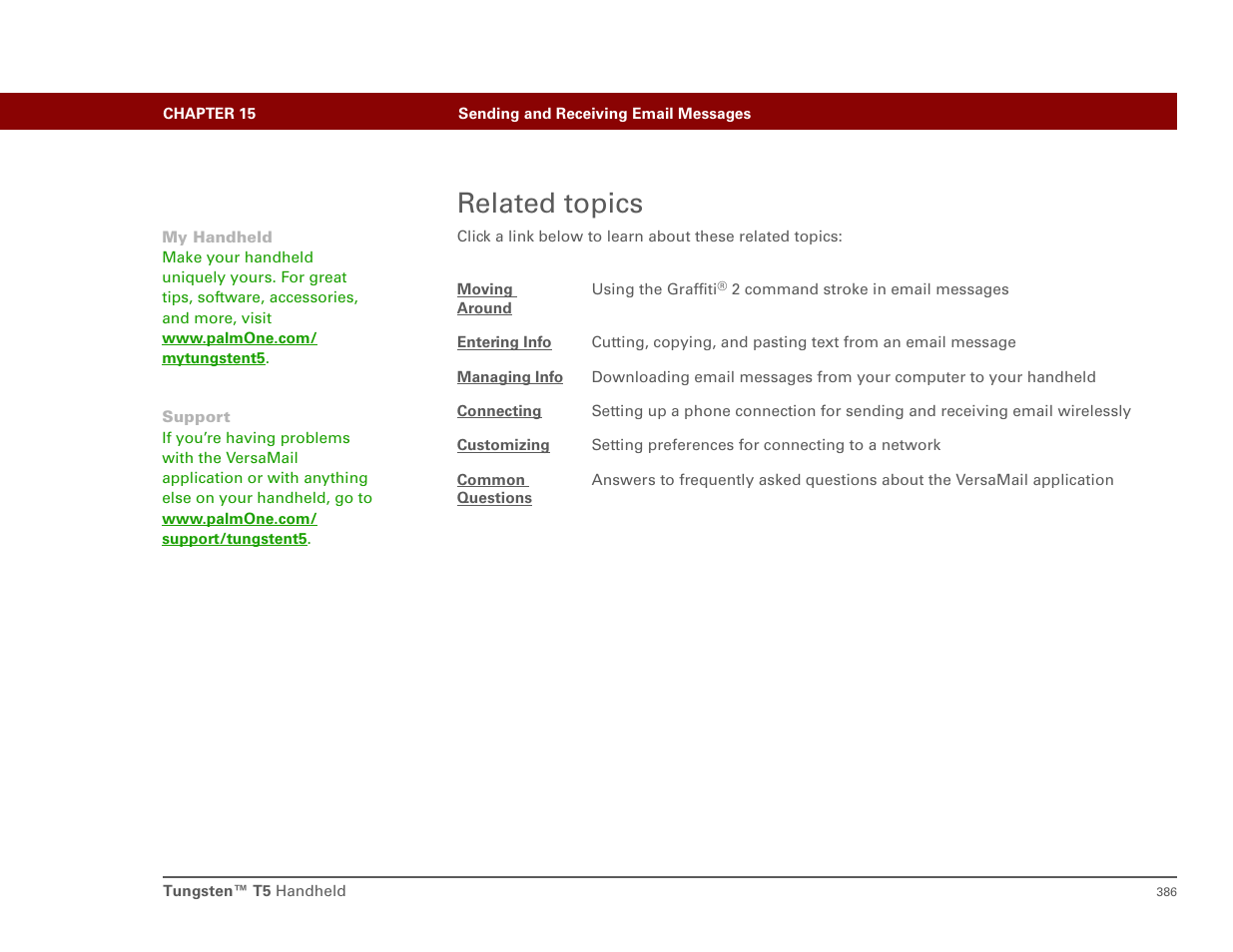 Related topics | Palm T5 User Manual | Page 408 / 675