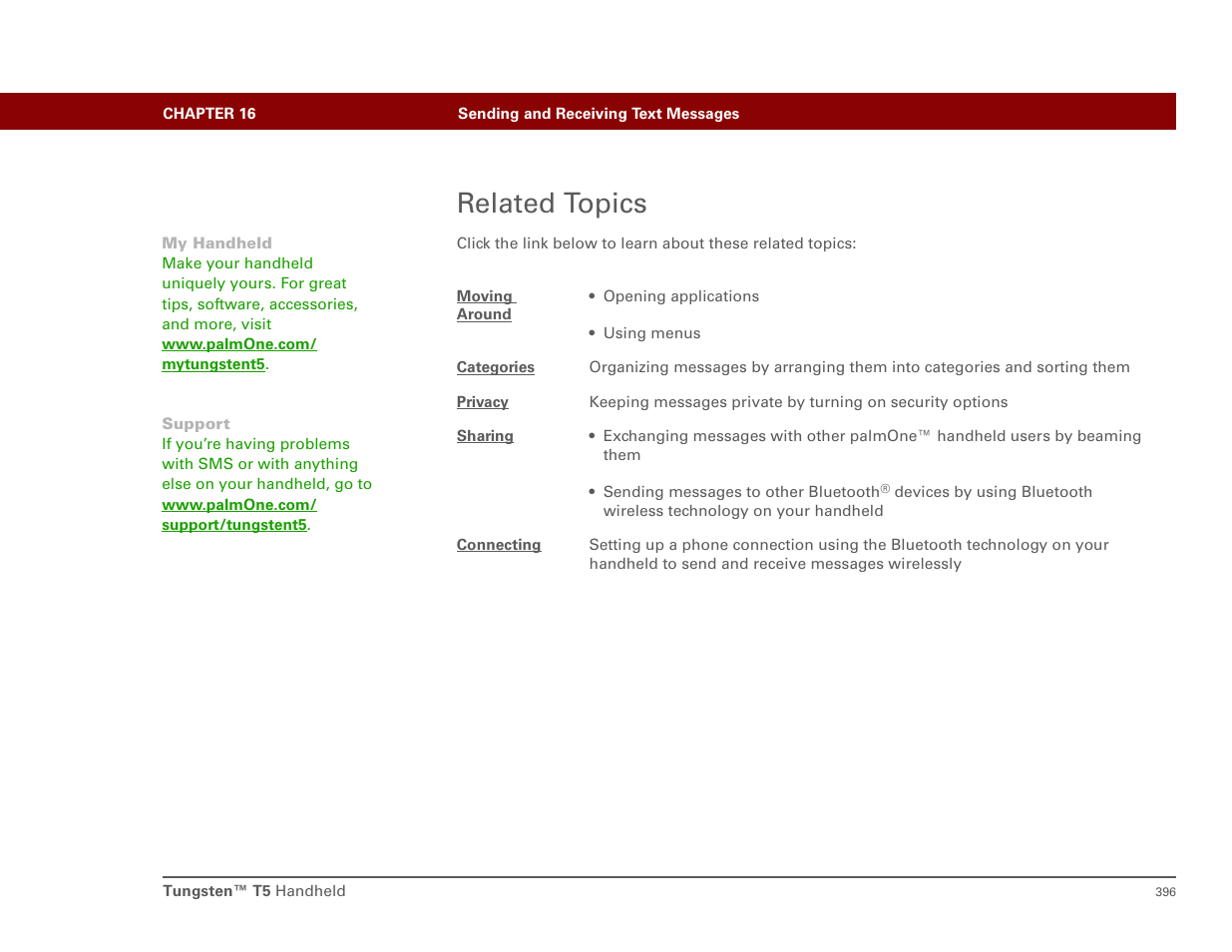 Related topics | Palm T5 User Manual | Page 418 / 675