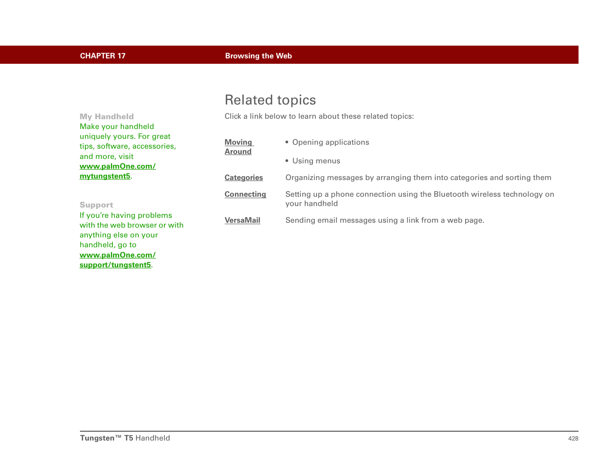 Related topics | Palm T5 User Manual | Page 450 / 675